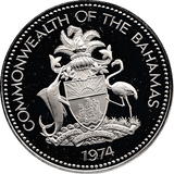 1974 SILVER 5 DOLLARS BAHAMAS ( PROOF ) - SILVER WORLD COINS - Cambridgeshire Coins