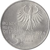 1974 SILVER 5 MARK MINT GERMANY - SILVER WORLD COINS - Cambridgeshire Coins