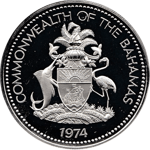 1974 SILVER TWO DOLLARS BAHAMAS ( PROOF ) - SILVER WORLD COINS - Cambridgeshire Coins