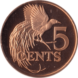 1975 5 CENTS TRINIDAD AND TOBAGO PROOF - WORLD COINS - Cambridgeshire Coins