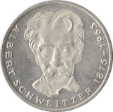 1975 ALBERT SCHWEITZER GERMANY SILVER 5 MARKS - SILVER WORLD COINS - Cambridgeshire Coins