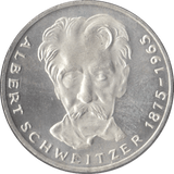 1975 ALBERT SCHWEITZER GERMANY SILVER 5 MARKS - SILVER WORLD COINS - Cambridgeshire Coins