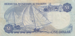 1975 BERMUDA MONETARY AUTHORITY ONE DOLLAR BANKNOTE REF 1525 - World Banknotes - Cambridgeshire Coins