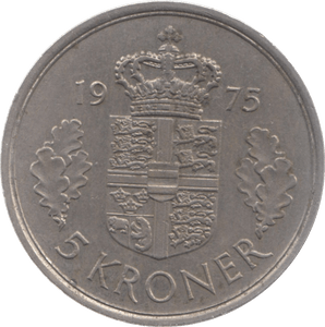 1975 DENMARK 5 KRONER - WORLD COINS - Cambridgeshire Coins