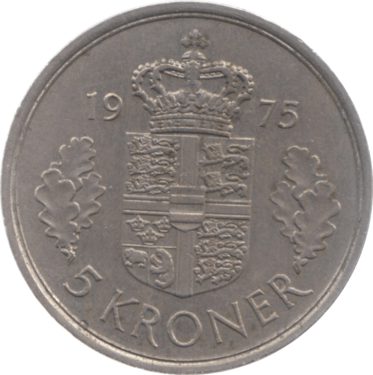 1975 DENMARK 5 KRONER - WORLD COINS - Cambridgeshire Coins