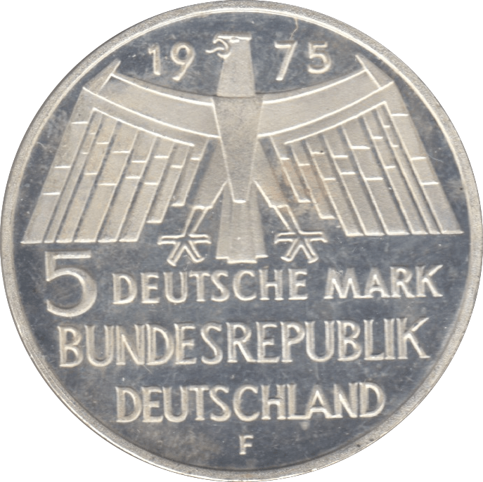 1975 GERMANY SILVER 5 MARKS ( UNC ) - SILVER WORLD COINS - Cambridgeshire Coins