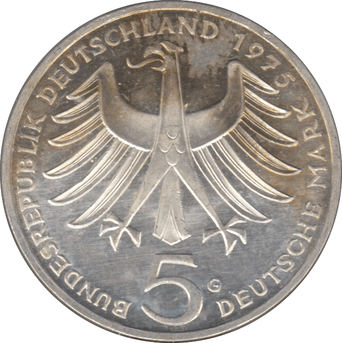 1975 GERMANY SILVER 5 MARKS ( UNC ) - SILVER WORLD COINS - Cambridgeshire Coins