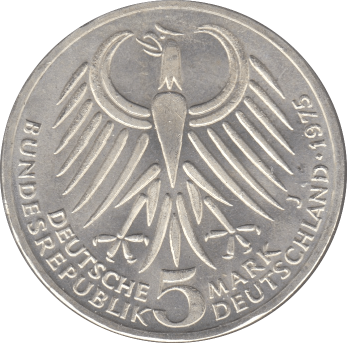 1975 GERMANY SILVER 5 MARKS ( UNC ) - SILVER WORLD COINS - Cambridgeshire Coins