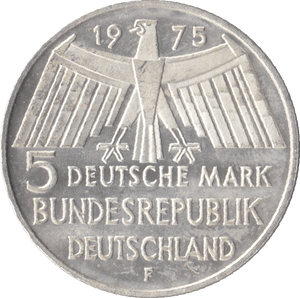 1975 PROTECTION OF HISTORIC MONUMENTS GERMANY SILVER 5 MARKS - SILVER WORLD COINS - Cambridgeshire Coins