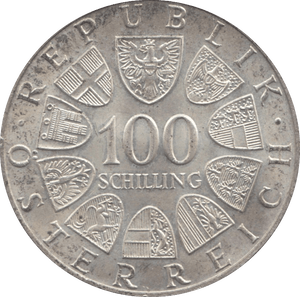 1975 SILVER 100 SHILLING AUSTRIA - SILVER WORLD COINS - Cambridgeshire Coins
