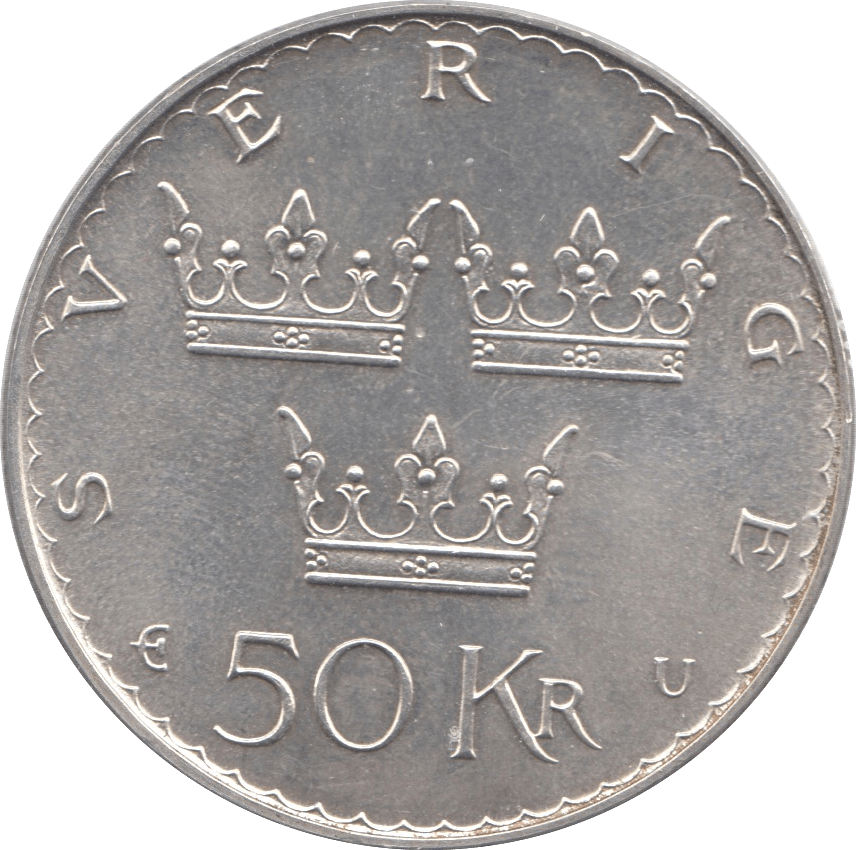 1975 SILVER 50 KRONA SWEDISH COIN - SILVER WORLD COINS - Cambridgeshire Coins
