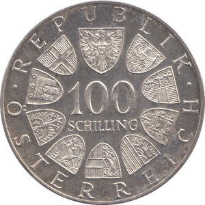 1975 SILVER PROOF 100 SCHILLING AUSTRIA - SILVER WORLD COINS - Cambridgeshire Coins