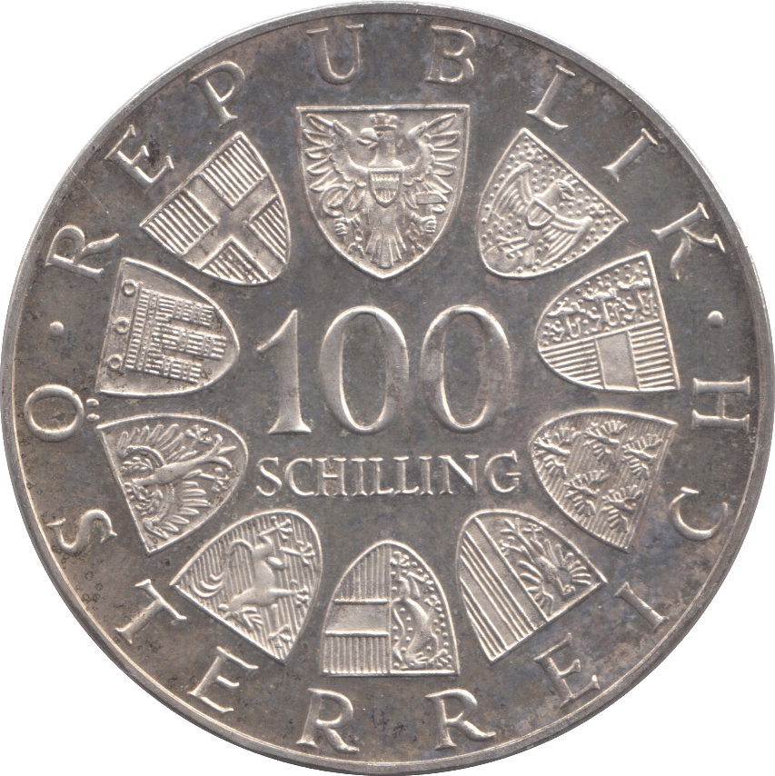 1975 SILVER PROOF 100 SCHILLING AUSTRIA - SILVER WORLD COINS - Cambridgeshire Coins