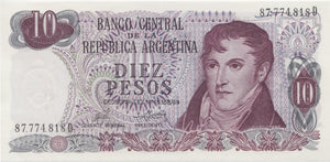 1976 10 PESO BANKNOTE ARGENTINA REF 545 - World Banknotes - Cambridgeshire Coins