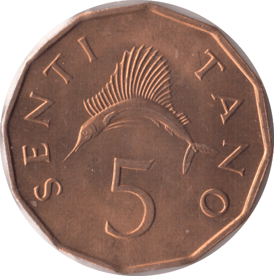 1976 5 SENTI TANZANIA - WORLD COINS - Cambridgeshire Coins