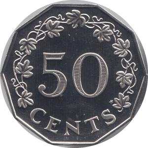 1976 50 CENT MALTA (PROOF) - WORLD COINS - Cambridgeshire Coins