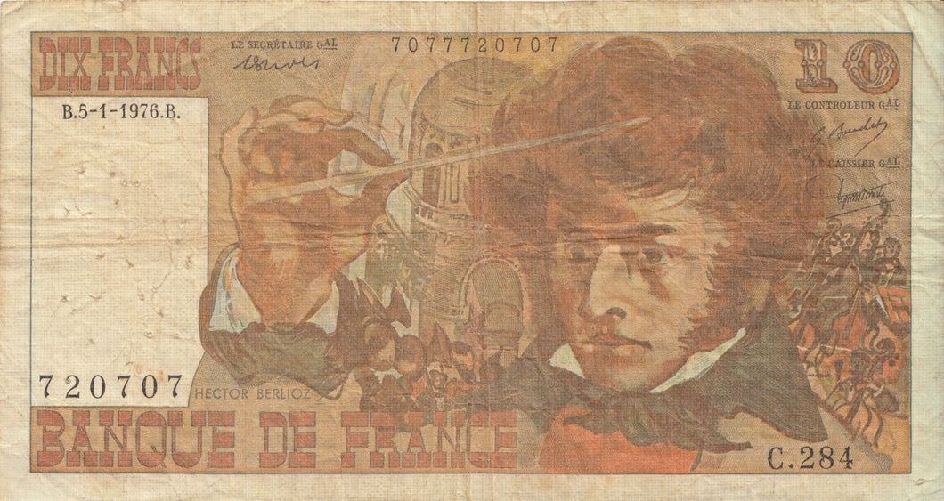 1976 BANK OF FRANCE 10 FRANCS BANKNOTE REF 1279 - World Banknotes - Cambridgeshire Coins