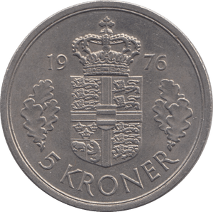 1976 DENMARK 5 KRONER - WORLD COINS - Cambridgeshire Coins