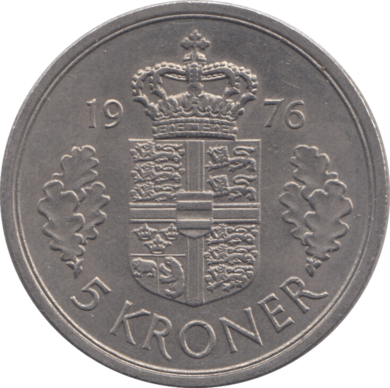 1976 DENMARK 5 KRONER - WORLD COINS - Cambridgeshire Coins