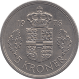 1976 DENMARK 5 KRONER - WORLD COINS - Cambridgeshire Coins
