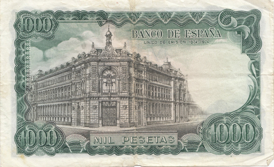 1976 EL BANCO DE ESPAŃA 1000 PESETAS BANKNOTE REF 1389 - World Banknotes - Cambridgeshire Coins