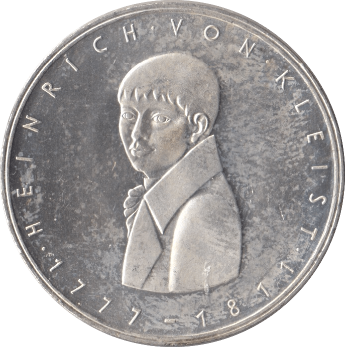 1976 HEINRICH VON KLEIST GERMANY SILVER 5 MARKS - SILVER WORLD COINS - Cambridgeshire Coins