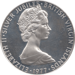 1977 25 CENT BRITISH VIRGIN ISLANDS SILVER PROOF - SILVER WORLD COINS - Cambridgeshire Coins