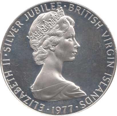 1977 25 CENT BRITISH VIRGIN ISLANDS SILVER PROOF - SILVER WORLD COINS - Cambridgeshire Coins
