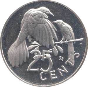 1977 25 CENT BRITISH VIRGIN ISLANDS SILVER PROOF - SILVER WORLD COINS - Cambridgeshire Coins