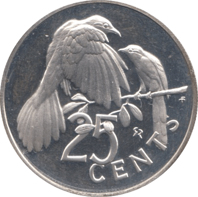 1977 25 CENT BRITISH VIRGIN ISLANDS SILVER PROOF - SILVER WORLD COINS - Cambridgeshire Coins