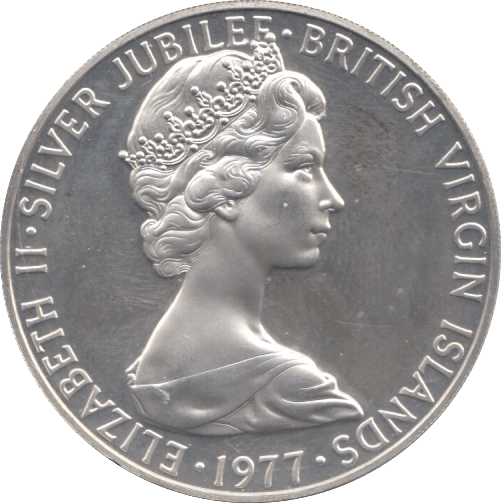 1977 50 CENT BRITISH VIRGIN ISLANDS SILVER PROOF - SILVER WORLD COINS - Cambridgeshire Coins