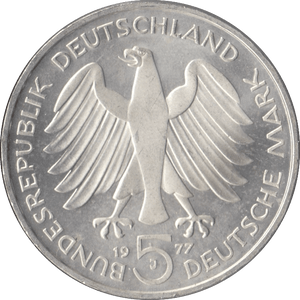 1977 CARL FRIEDRICH GAUSS GERMANY SILVER 5 MARKS - SILVER WORLD COINS - Cambridgeshire Coins