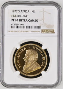 1977 GOLD PROOF KRUGERRAND NGC 69 ULTRA CAMEO FINE READING - NGC CERTIFIED COINS - Cambridgeshire Coins