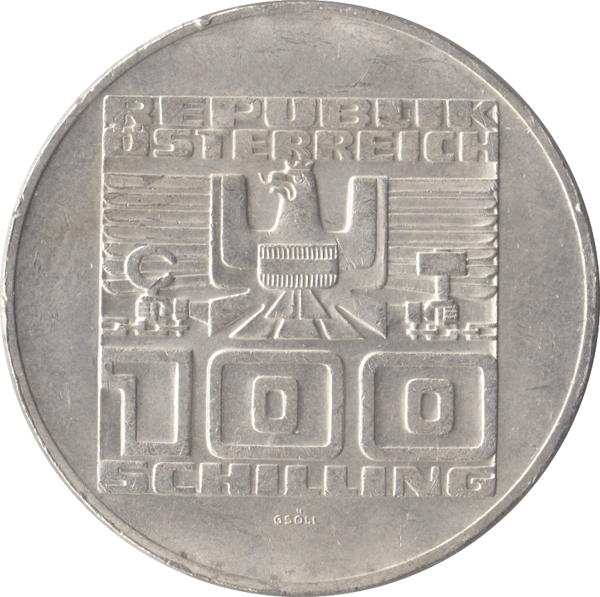 1977 SILVER 100 SCHILLING AUSTRIA - SILVER WORLD COINS - Cambridgeshire Coins