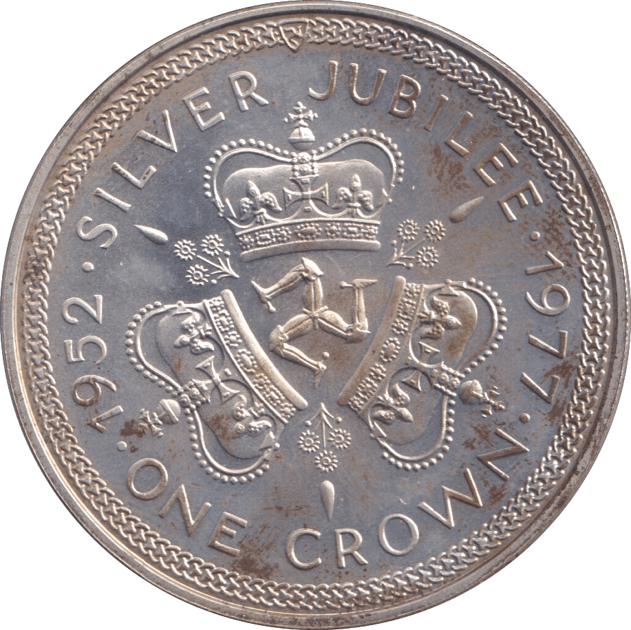 1977 SILVER ISLE OF MAN CROWN - SILVER WORLD COINS - Cambridgeshire Coins