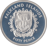 1977 SILVER PROOF TWENTY FIVE PENCE FALKLAND ISLANDS - SILVER WORLD COINS - Cambridgeshire Coins