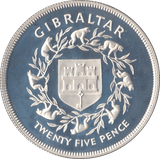 1977 SILVER PROOF TWENTY FIVE PENCE GIBRALTAR - SILVER WORLD COINS - Cambridgeshire Coins