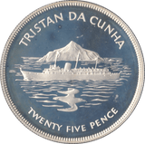 1977 SILVER PROOF TWENTY FIVE PENCE TRISTAN DA CUNHA - SILVER WORLD COINS - Cambridgeshire Coins