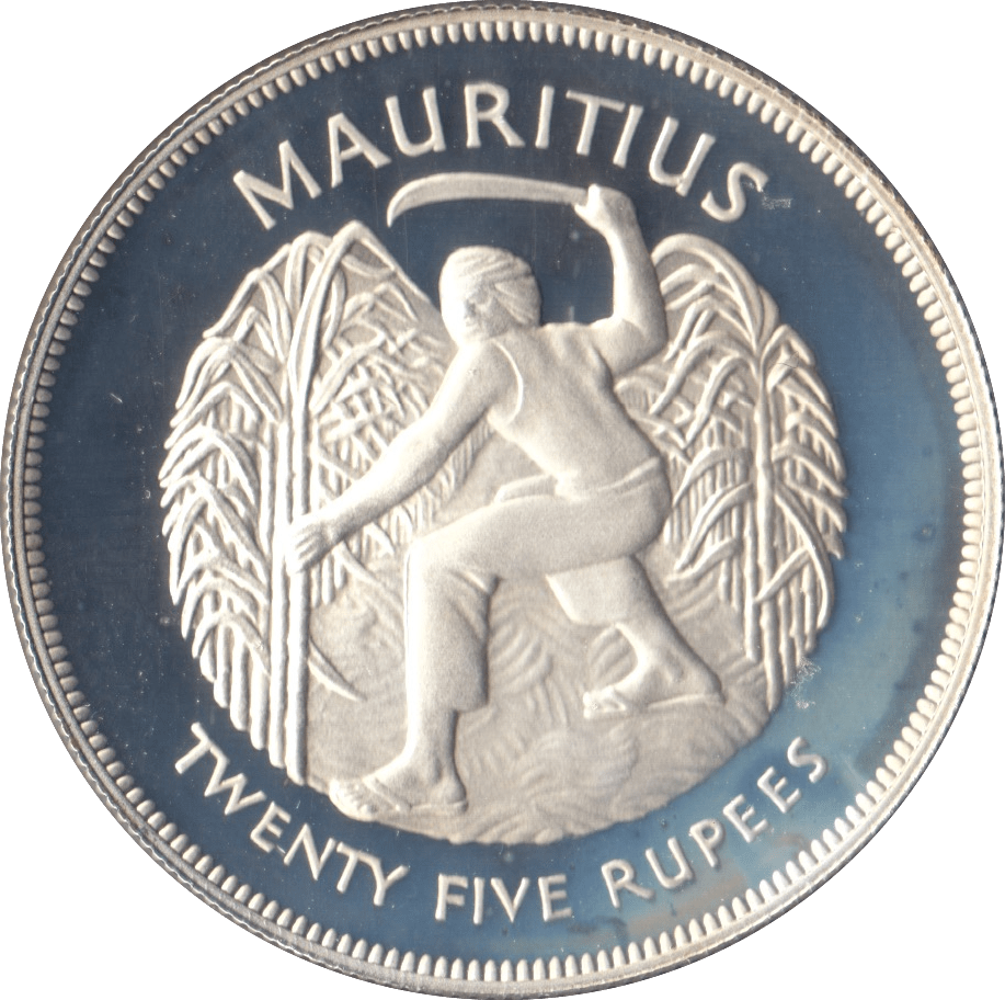 1977 SILVER PROOF TWENTY FIVE RUPEES MAURITIUS - SILVER WORLD COINS - Cambridgeshire Coins