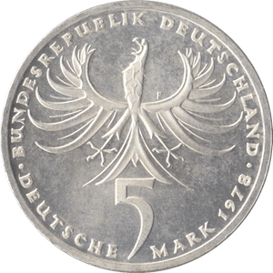 1978 BALTHASAR NEUMANN GERMANY SILVER 5 MARKS - SILVER WORLD COINS - Cambridgeshire Coins