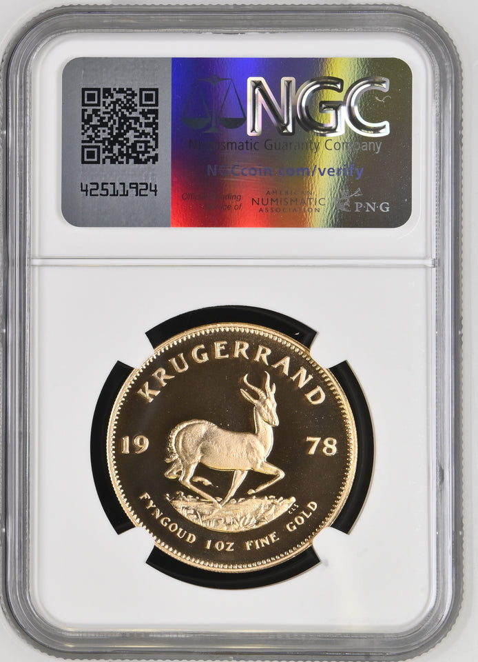 1978 GOLD PROOF KRUGERRAND NGC 69 ULTRA CAMEO - NGC CERTIFIED COINS - Cambridgeshire Coins