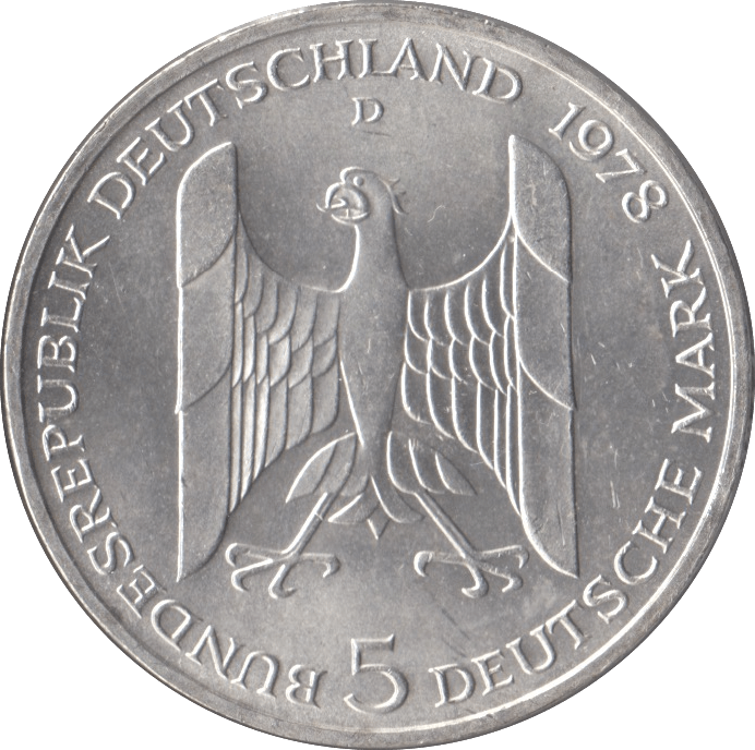 1978 GUSTAV STRESEMAN GERMANY SILVER 5 MARKS - SILVER WORLD COINS - Cambridgeshire Coins