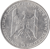 1978 GUSTAV STRESEMAN GERMANY SILVER 5 MARKS - SILVER WORLD COINS - Cambridgeshire Coins