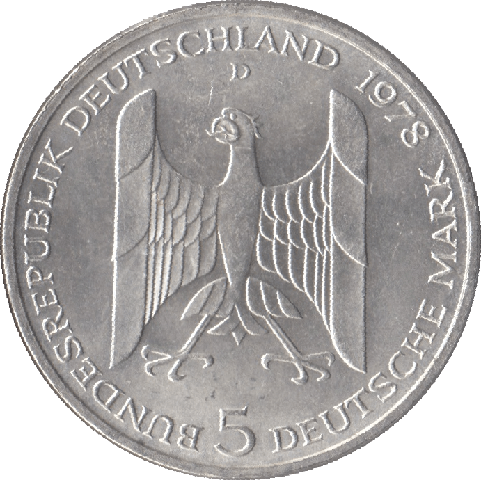 1978 GUSTAV STRESEMAN GERMANY SILVER 5 MARKS - SILVER WORLD COINS - Cambridgeshire Coins