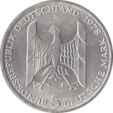 1978 GUSTAV STRESEMAN GERMANY SILVER 5 MARKS - SILVER WORLD COINS - Cambridgeshire Coins