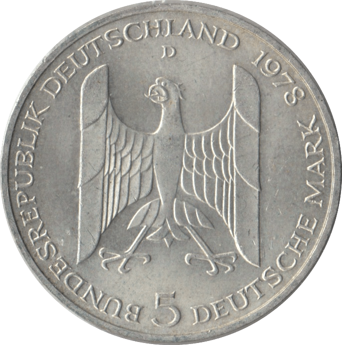 1978 SILVER 5 MARK MINT GERMANY - SILVER WORLD COINS - Cambridgeshire Coins