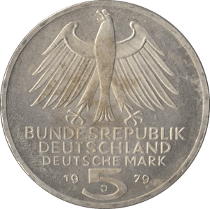 1979 GERMAN ARCHEOLOGISTS INSTITUTE GERMANY SILVER 5 MARKS - SILVER WORLD COINS - Cambridgeshire Coins