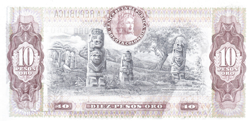 1980 10 PESO BANCO DE LA COLOMBIA COLOMBIAN BANKNOTE REF 127 - WORLD BANKNOTES - Cambridgeshire Coins
