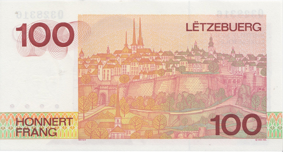 1980 100 FRANCS BANKNOTE LUXEMBURG REF 880 - World Banknotes - Cambridgeshire Coins