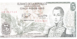 1980 5 PESO BANCO DE LA COLOMBIA COLOMBIAN BANKNOTE REF 126 - WORLD BANKNOTES - Cambridgeshire Coins